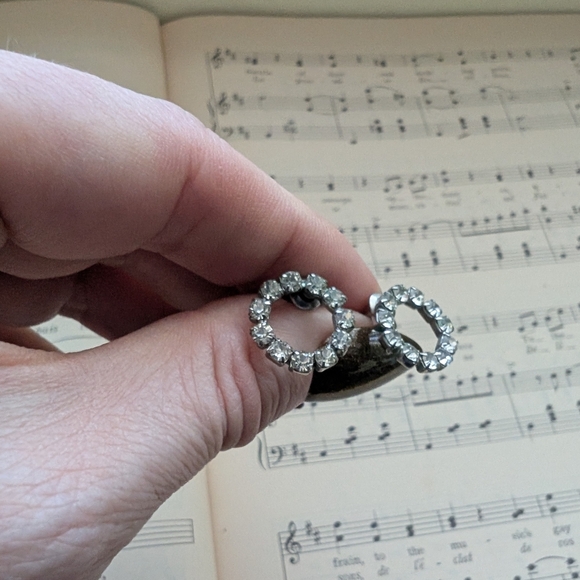 Vintage Silver Crystal Hoop Earrings - Picture 4 of 7